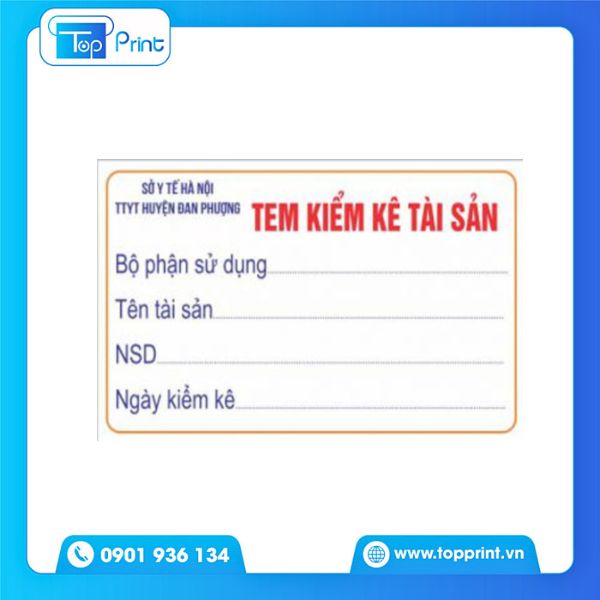 In tem kiểm kê có logo công ty