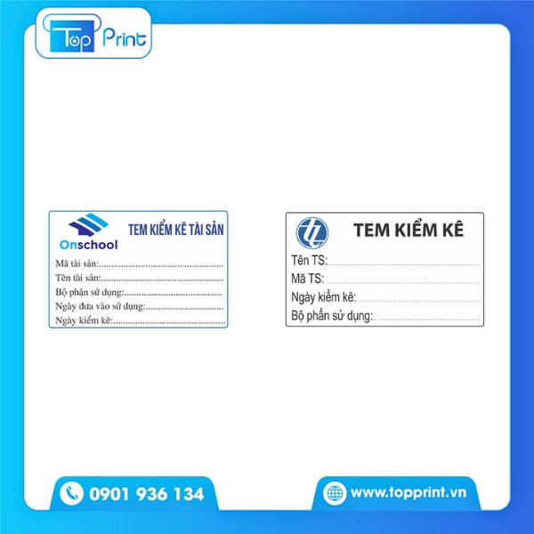Mẫu tem kiểm kê tài sản in decal giấy