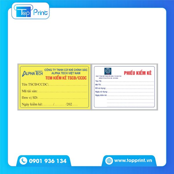 Mẫu tem kiểm kê tài sản phong cách hiện đại