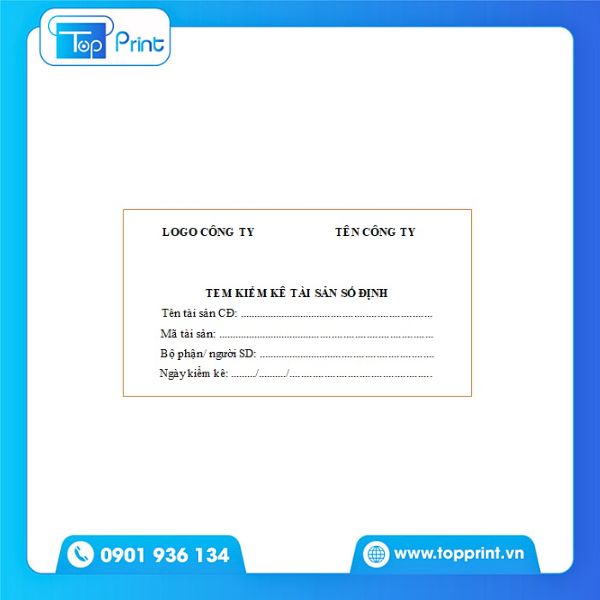 Mẫu tem kiểm kê tài sản do TopPrint thiết kế