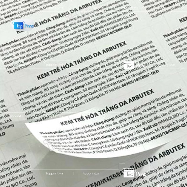 Tem phụ mỹ phẩm chăm sóc da