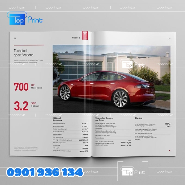 Catalogue xe ô tô đóng gáy keo dày ấn tượng