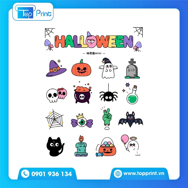 Sticker Halloween Dễ Thương – In Ấn Chất Lượng Cao Tại TopPrint