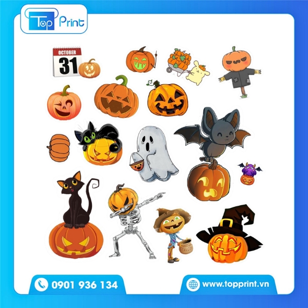 Sticker Halloween Dành Cho In Trên Giấy Dán