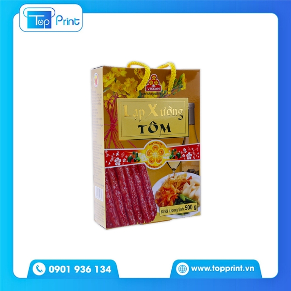 In hộp giấy lạp xưởng đẹp cho shop thực phẩm