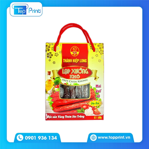 Hộp giấy đựng lạp xưởng c&aacute;n m&agrave;ng b&oacute;ng đẹp