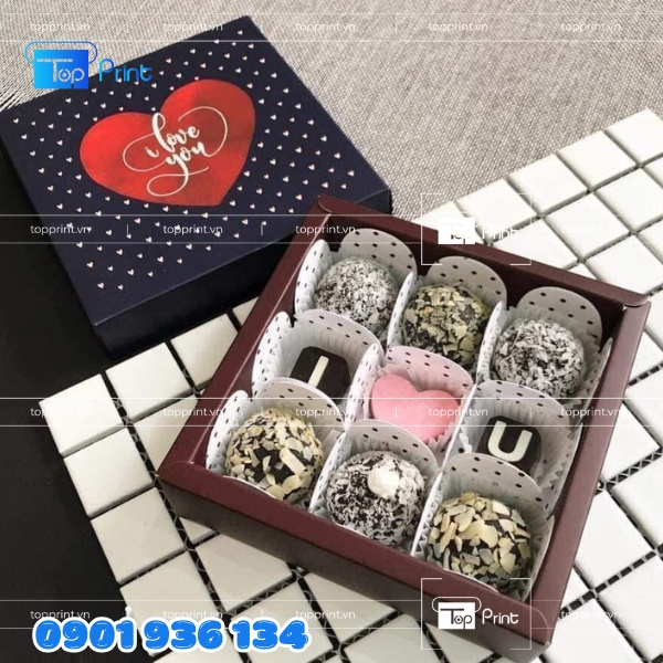 Thiết kế hộp giấy đựng socola sang trọng