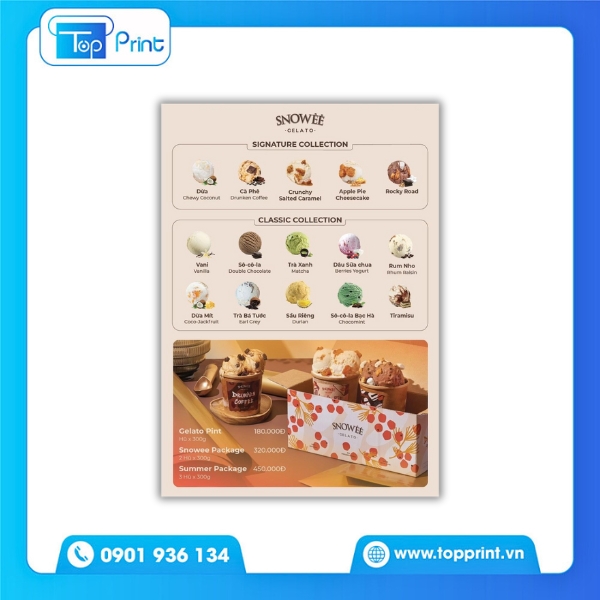 Thiết kế menu quán kem đẹp chuẩn in ấn