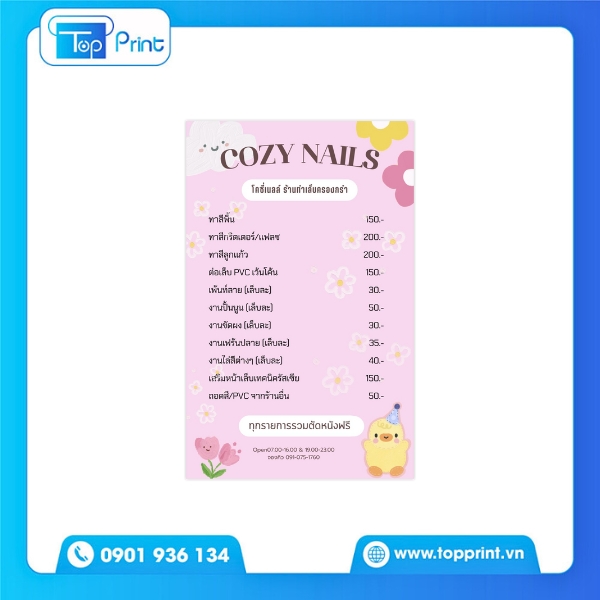 Menu Dịch Vụ Nail Cao Cấp – Topprint Thiết Kế & In