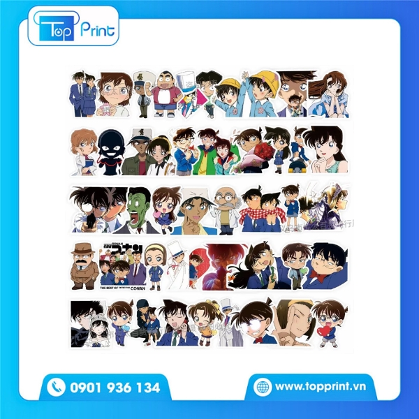 Sticker Conan In Trên Giấy Kraft Phong Cách Vintage
