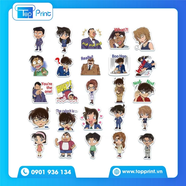 Sticker Shinichi Và Haibara In Chất Liệu Mờ