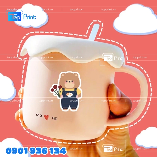 Topprint In Sticker Gấu B&eacute;o Kh&ocirc;ng Giới Hạn Số Lượng