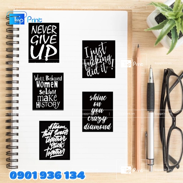 Bộ sticker cute không màu dán sổ tay