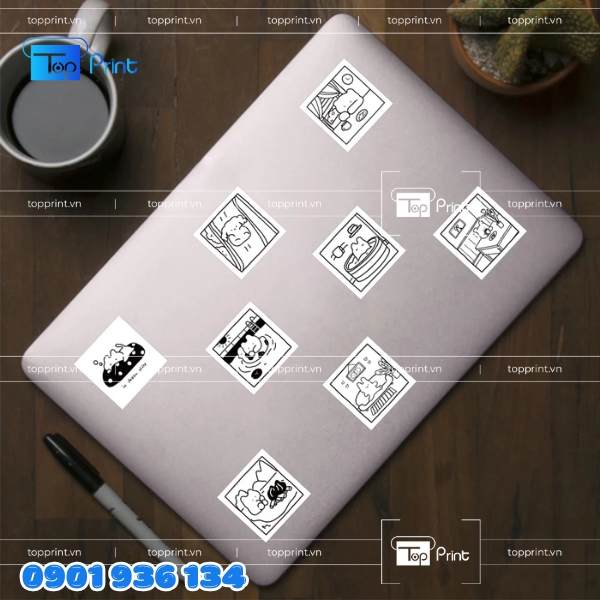 Topprint – In sticker cute không màu chất lượng