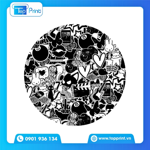 Mẫu sticker trắng đen phong cách Hàn