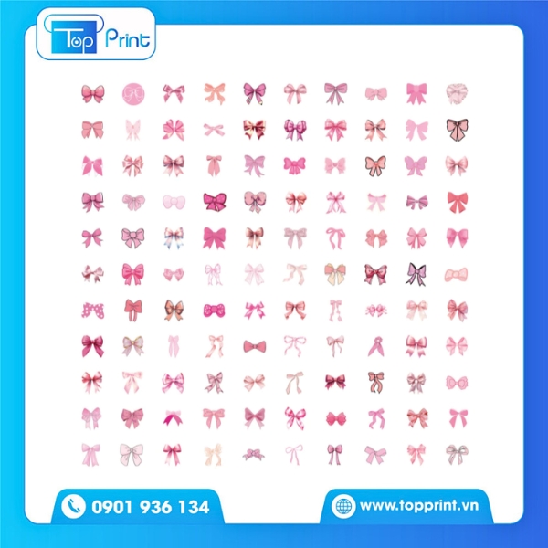 In sticker nơ c&aacute;n mờ sang trọng