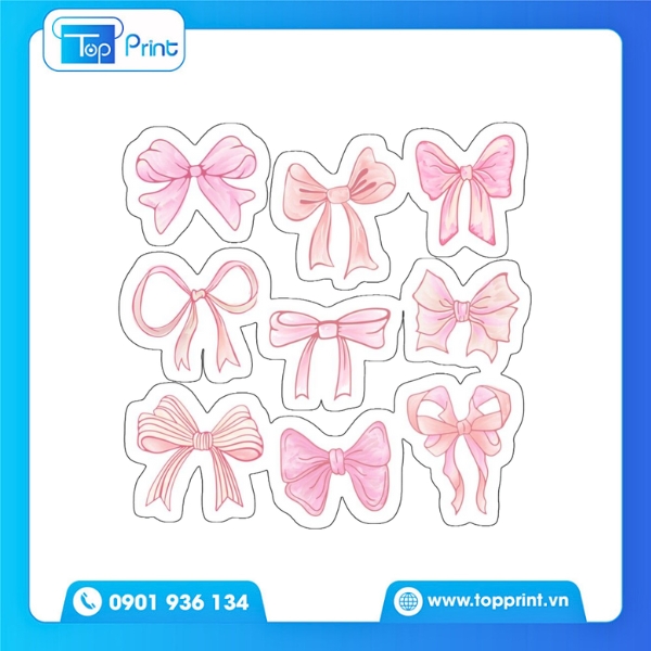 In sticker nơ theo mẫu kh&aacute;ch gửi