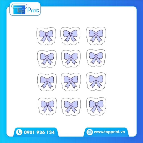 In sticker nơ theo bộ combo nhiều m&agrave;u