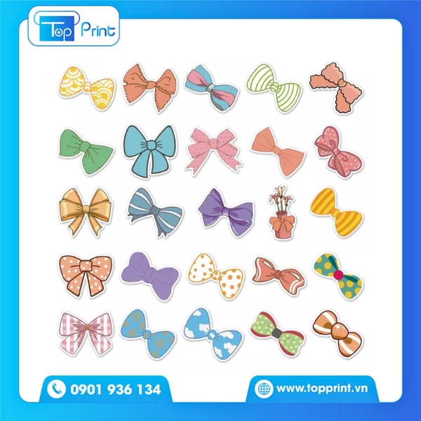 Sticker nơ d&ugrave;ng d&aacute;n t&uacute;i giấy, hộp giấy