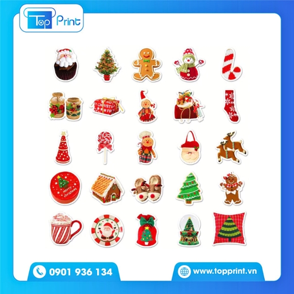 In Sticker Noel Chủ Đề Ông Già Tuyết Đáng Yêu