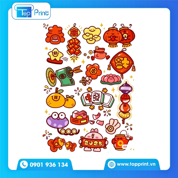 Sticker Tết Chúc Mừng Năm Mới Ấn Tượng