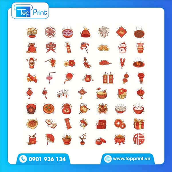 Mẫu Sticker Tết In Trên Decal Trong
