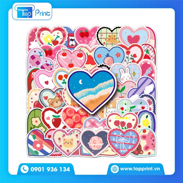 In Sticker Trái Tim Độc Quyền Cho Thương Hiệu