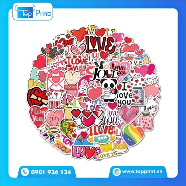 Sticker Trái Tim PVC Chống Nước, Bền Màu