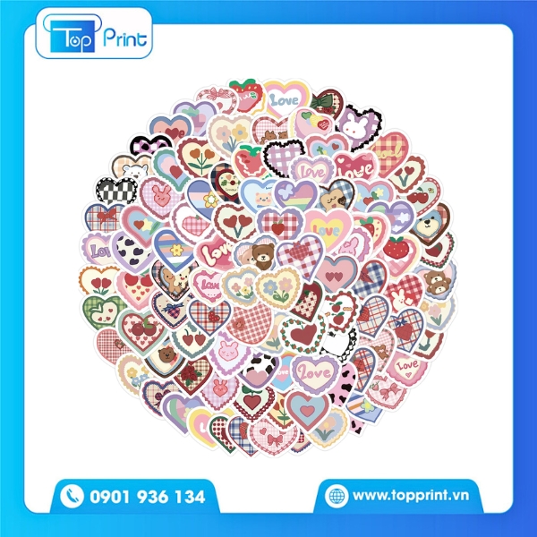 Sticker Trái Tim Cho Quà Tặng & Bao Bì Sản Phẩm