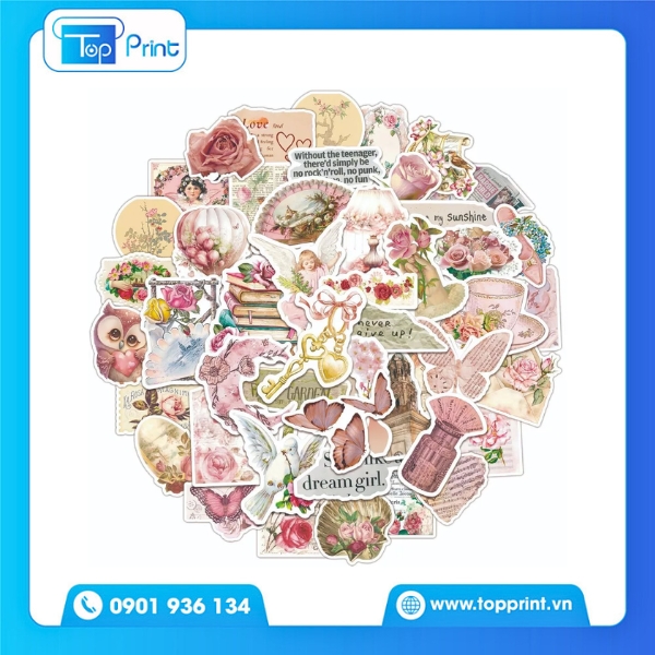Sticker Vintage Giấy Kraft – Cảm Hứng Retro
