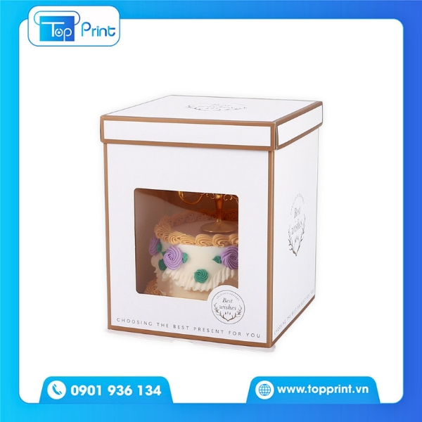 Hộp b&aacute;nh kem tr&ograve;n in logo theo y&ecirc;u cầu