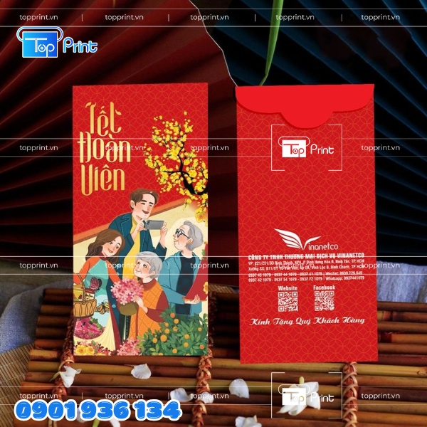 Mẫu in bao lì xì Tết màu đỏ truyền thống