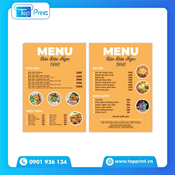Menu Bún Đậu Mắm Tôm