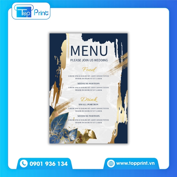 In menu đám cưới cao cấp tại Topprint