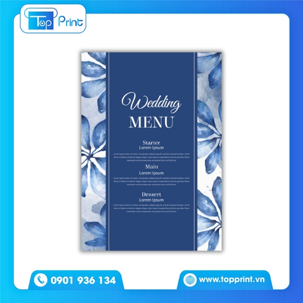In menu đám cưới phong cách cổ điển