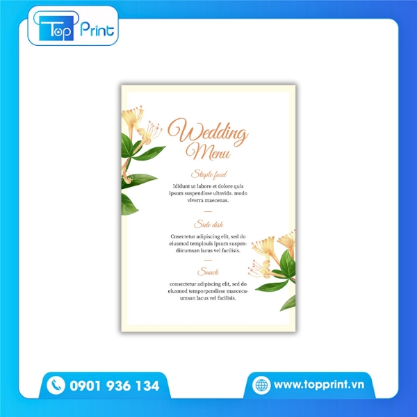 In menu đám cưới gấp đôi tinh tế
