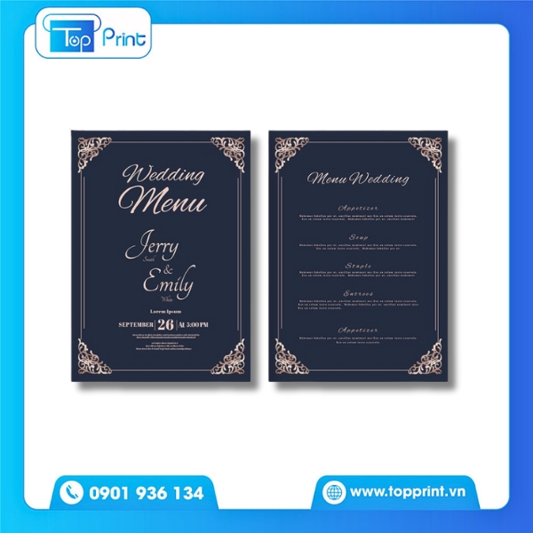 Thiết kế menu đám cưới độc quyền