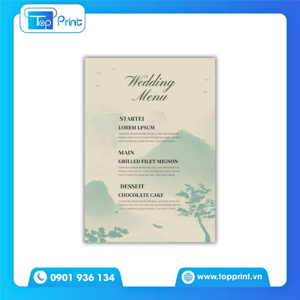 Thiết kế menu đám cưới pastel nhẹ nhàng