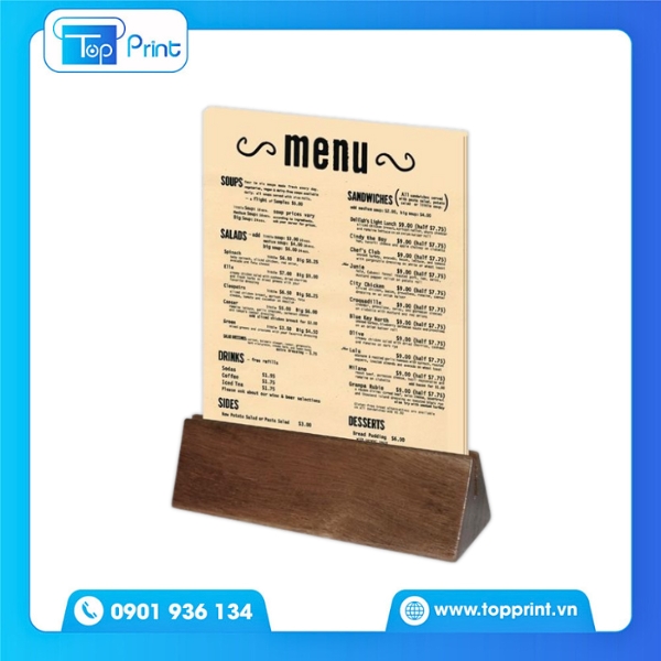 Mẫu menu đứng đẹp cho quán cà phê hiện đại