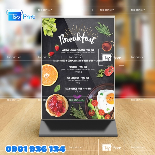 Menu đứng A4 in offset chuyên nghiệp tại Topprint 