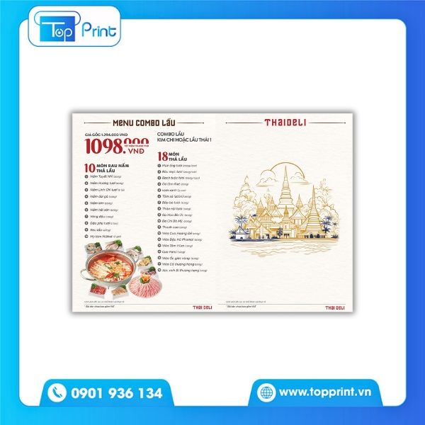 Menu lẩu in ép nhựa chống trầy xước
