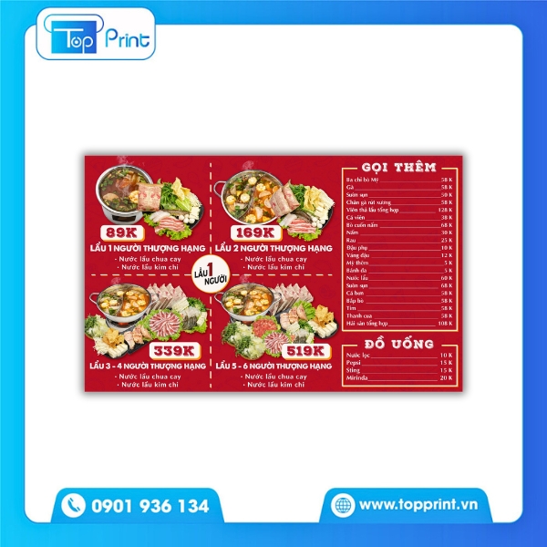 Menu lẩu chống nước phù hợp môi trường quán ăn