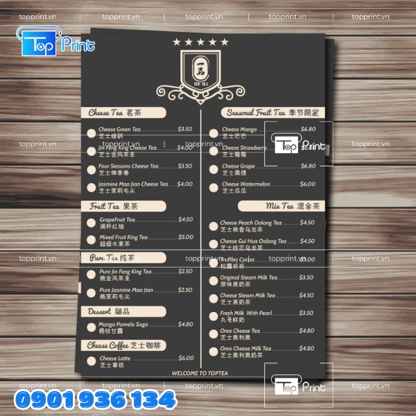 Menu Gập 3 Cho Quán Bar – In Offset Đẹp Mắt