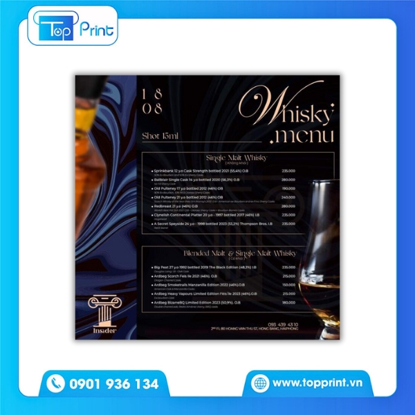 Topprint – In Menu Quán Bar Giá Tốt, Chất Lượng