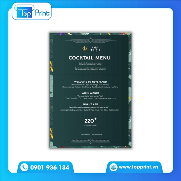 Menu Bar Gập 2 Thiết Kế Tối Giản – In Ấn Tại Topprint