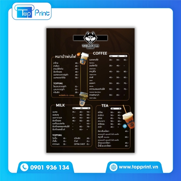 Thiết Kế In Ấn Menu Cafe Chuyên Nghiệp – Topprint Thực Hiện