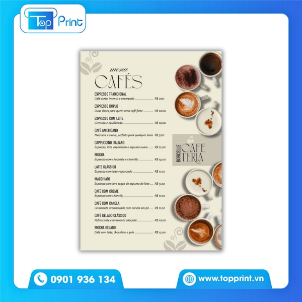 Thiết Kế Menu Cafe Vintage – In Trên Giấy Kraft Tự Nhiên