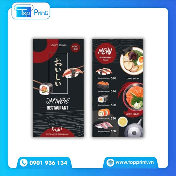 Mẫu menu quán Nhật dạng menu board treo tường