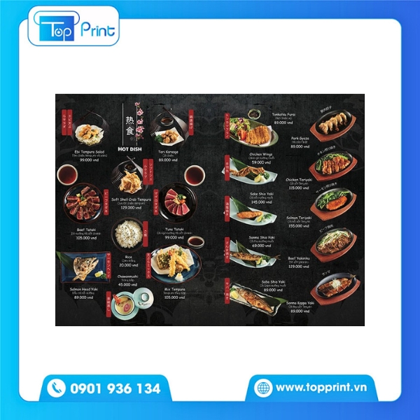 Thiết kế menu quán Nhật mini cho quầy sushi
