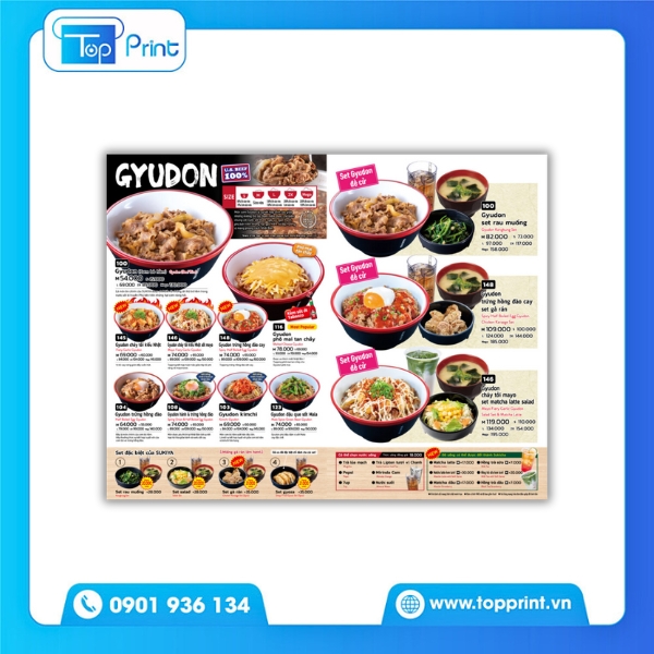 Mẫu menu quán Nhật nhỏ gọn, tiện lợi